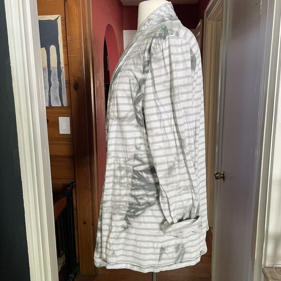 Pure Jill Size XL Tie Dye Striped Gray Cotton Comfy Open Front Cardigan Sweater - Picture 3 of 7